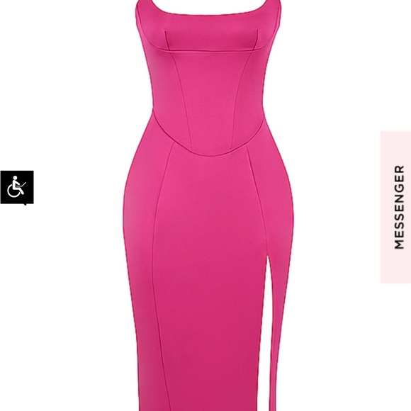 House of CB- Casimira - PINK SATIN CORSET MIDI DRESS - Picture 5 of 12